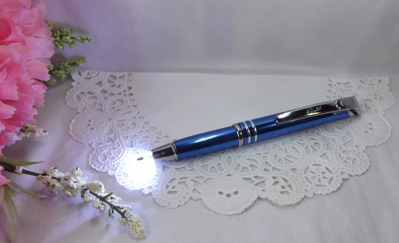 3 in 1 Medina Lighted Tip Blue Stylus LED Flashlight Pen by Adler (HIGH QUALITY)