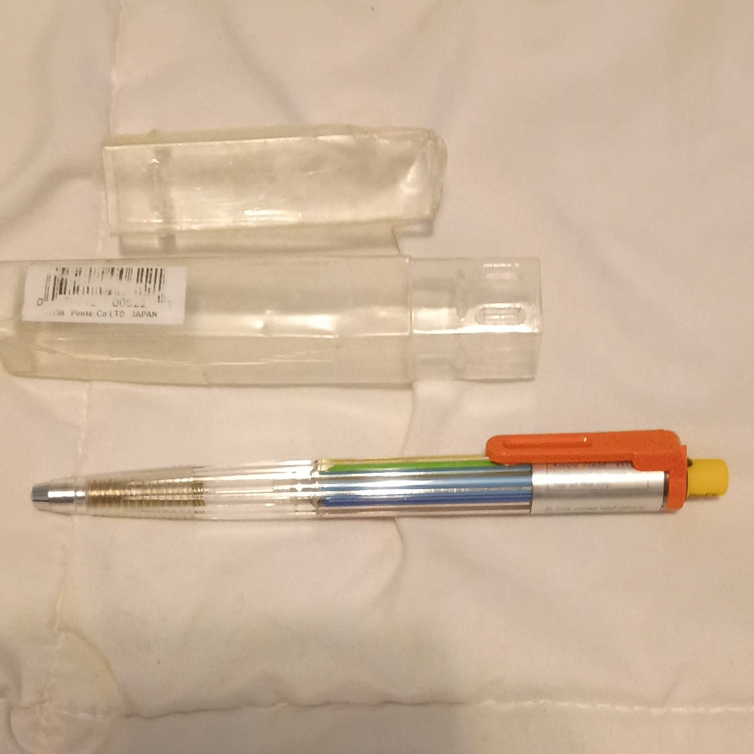 Pentel Plastic Multicolor Retractable Ballpoint Pen w/ Multicolor Ink & Case