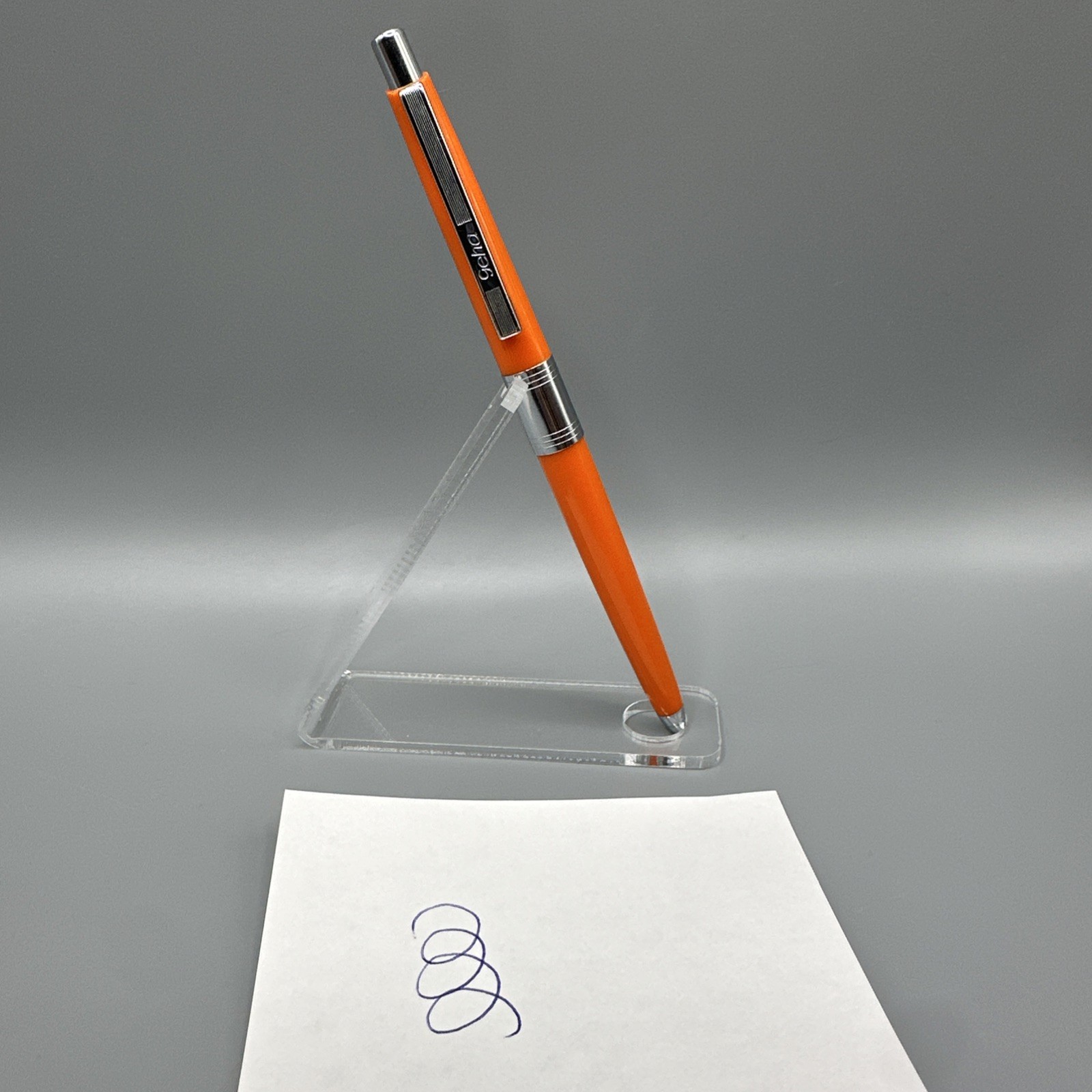 Geha Ballpoint Pen Orange Chrome Very Rare 1950’s Works Clicker Does Not 1068