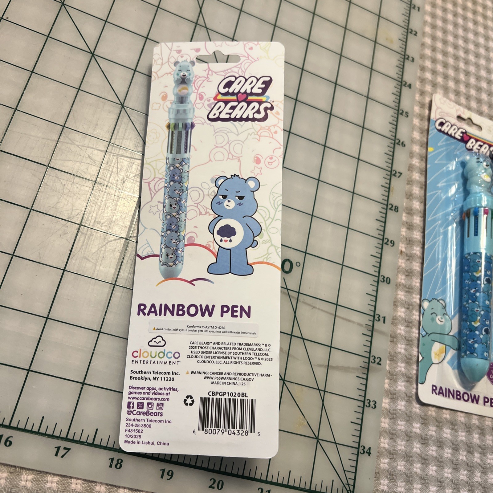 NEW Care Bears Blue Rainbow Pen Grumpy Bear Topper 10 Colors Stationery