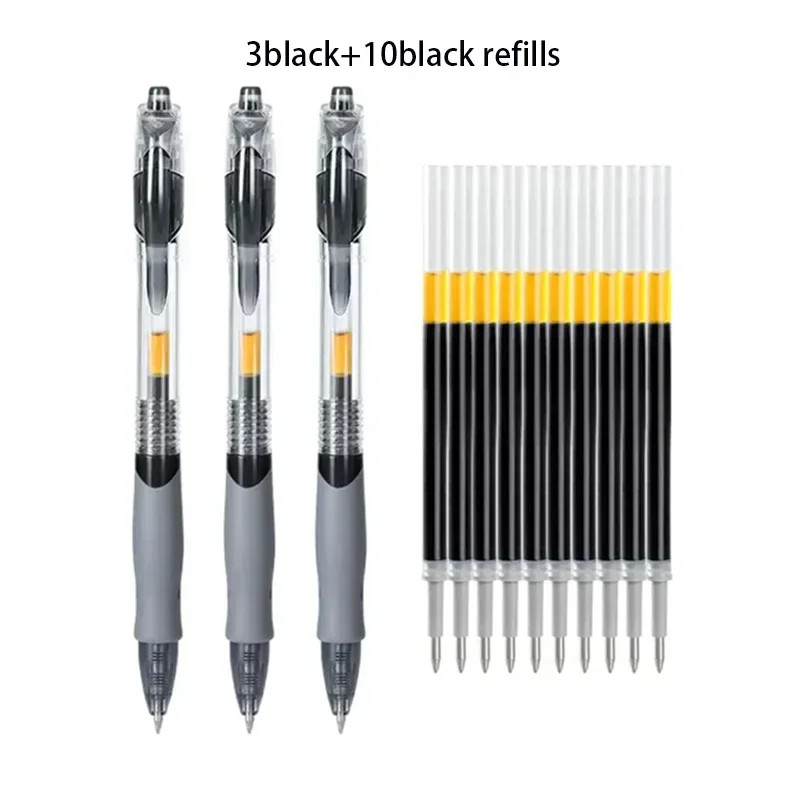13/30pcs Retractable Gel Pens Set Black/Red/Blue Ink Ballpoint for Writing Refil