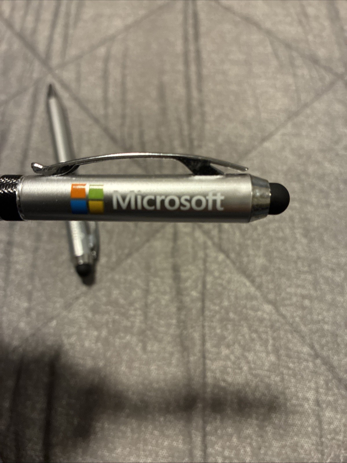 Lot Of 2 MICROSOFT Ballpoint Pens W/ Soft Rubber Tip Vintage Computer Promotion