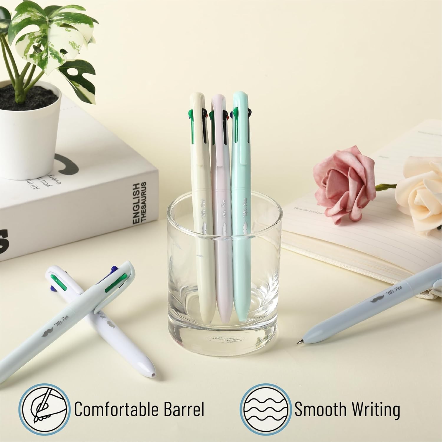 Ballpoint Pen 4-Way Multi Ink 6-Piece Set Journaling Note-Taking Planner