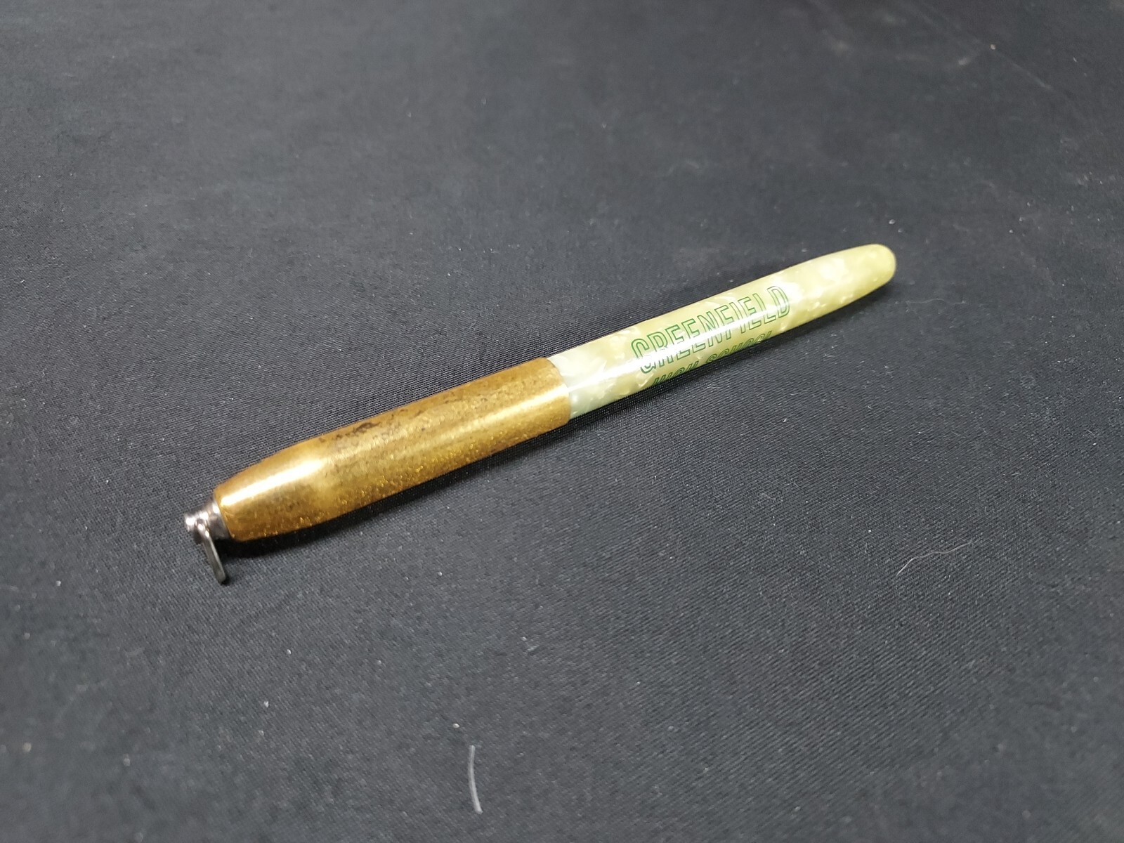 Old GREENFIELD HIGH SCHOOL MASSACHUSETTS Neetline Green Marble Pearl Pen