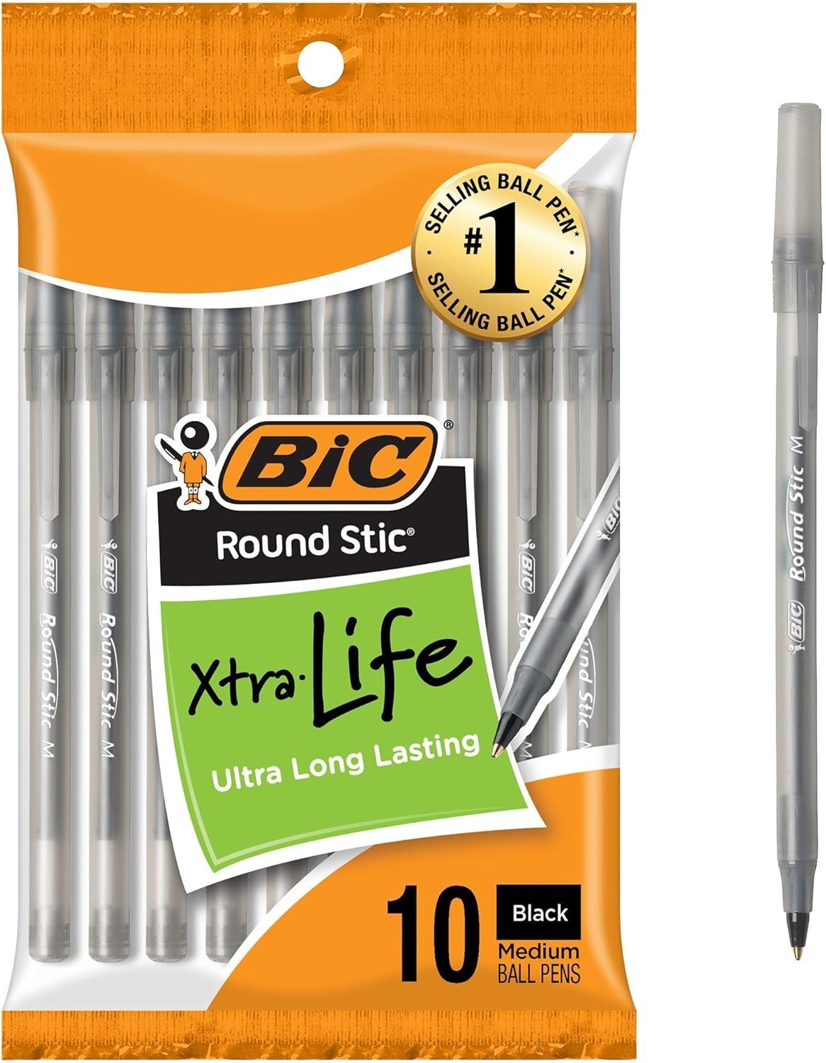 Pack of 10 Ballpoint Pen – Black Ink Ball Point Pens for Office Writing School