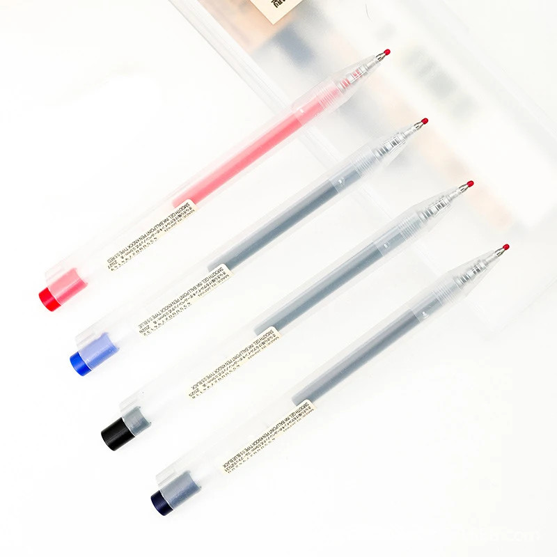 10Pcs Press Gel Pen 0.5Mm Blue/Black/Dark Blue/Red Ink Mujis Gel Pen Set for Sch
