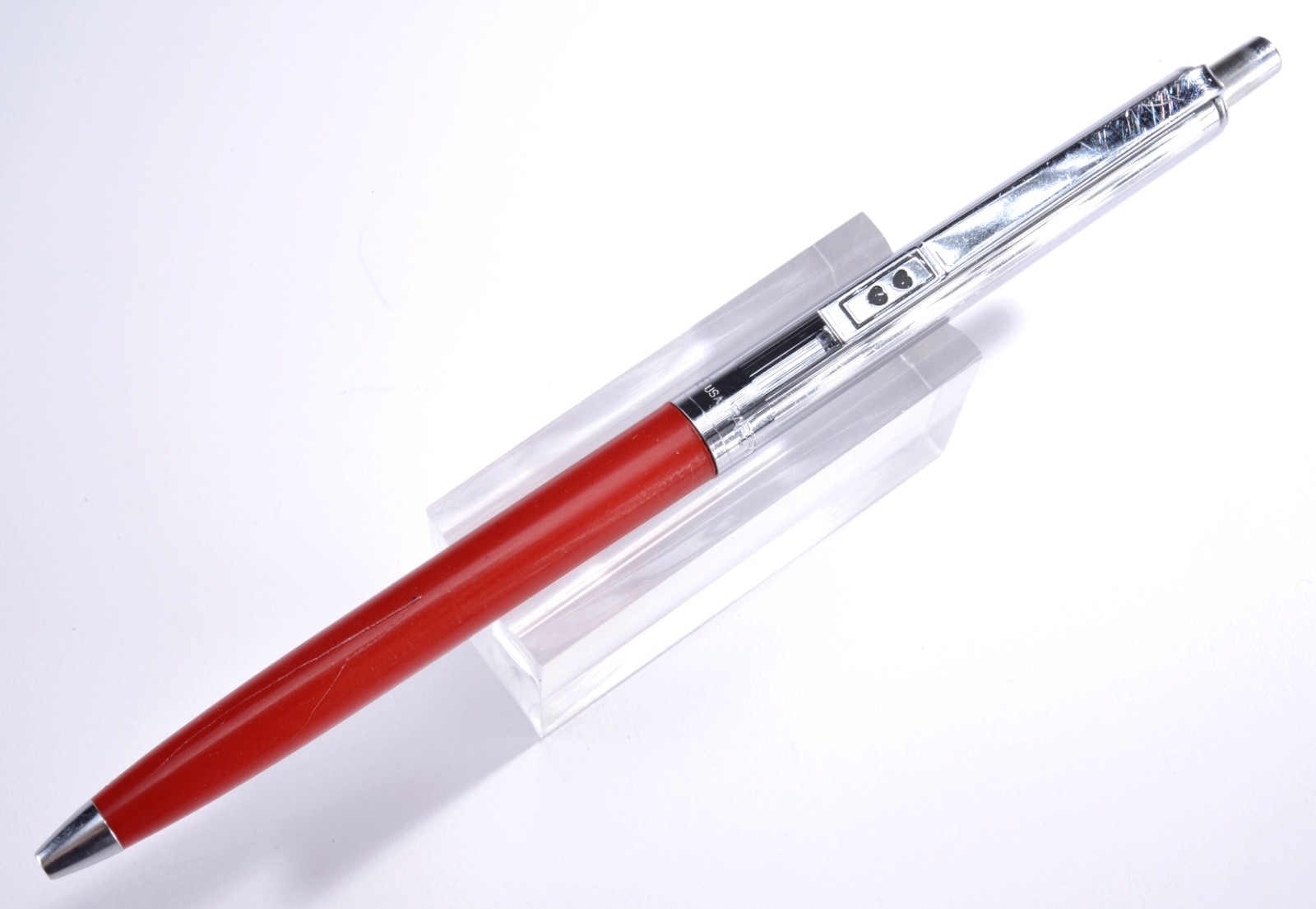 VTG. Paper Mate Vintage Double Heart Profile Ball Pen-Slim Grip-Red-USA MCM #56