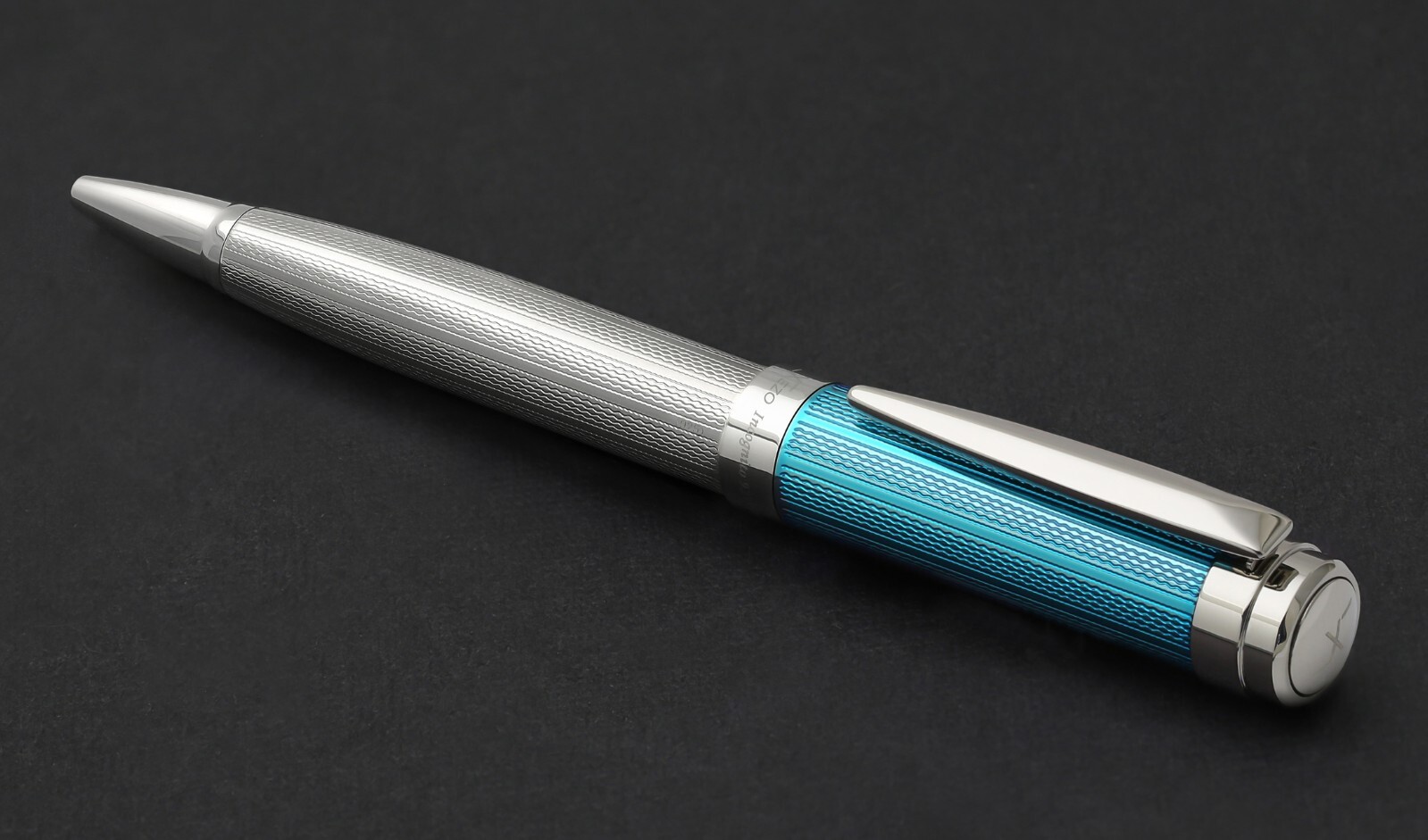 Xezo Incognito 925 Sterling Silver Platinum & Azure Blue Ballpoint Pen, Med Tip