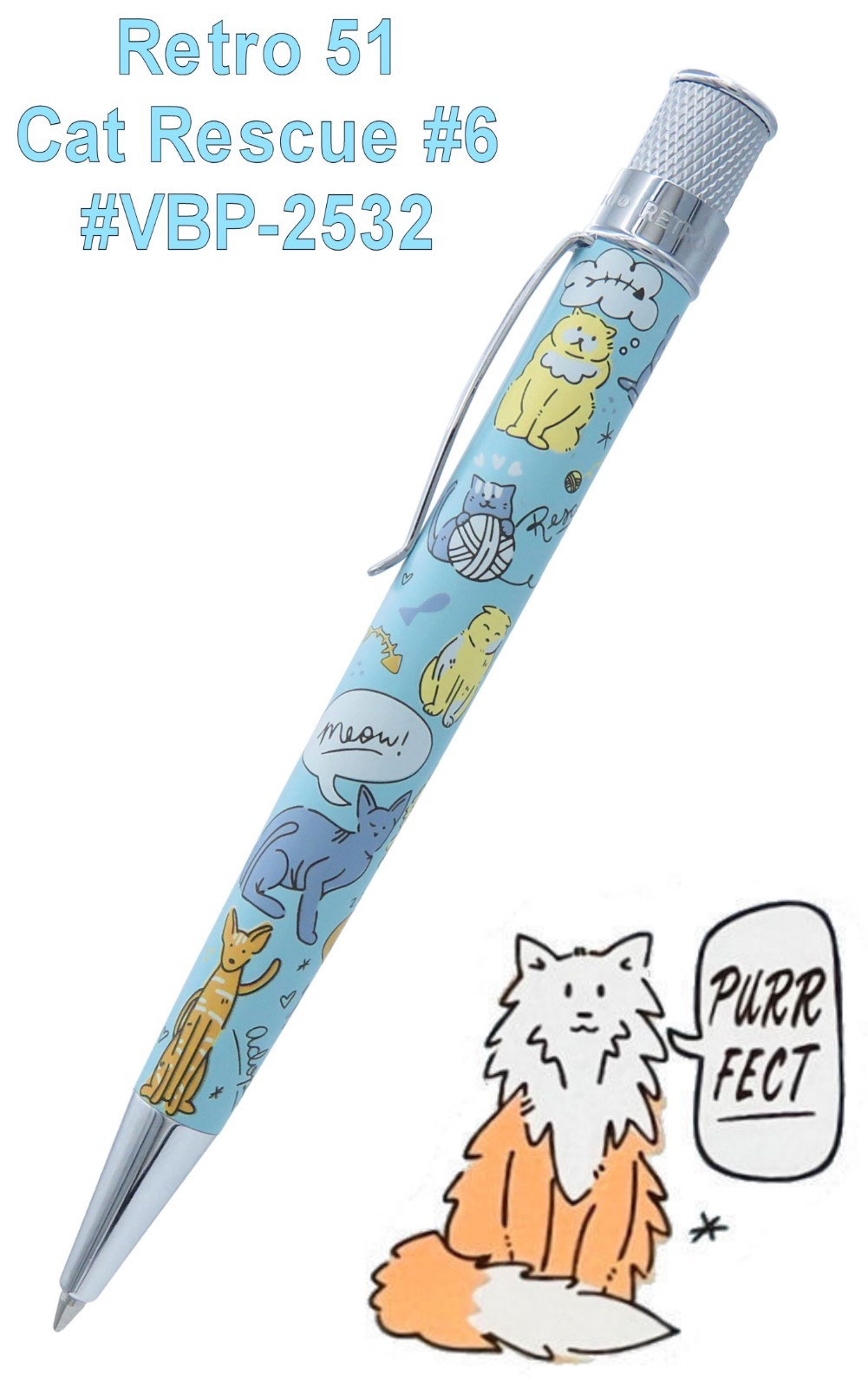 Retro 51 #VBP-2532 Cat Rescue #6 Twist Action Tornado Ballpoint Pen