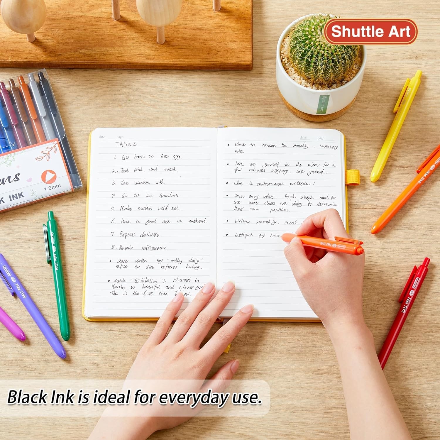 24 Count Colored Ballpoint Pens: Retractable, Quick Drying & Comfortable