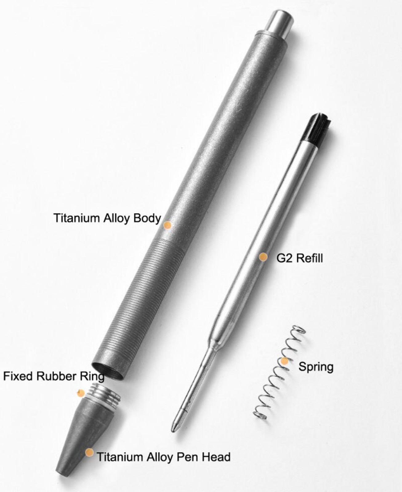 Titanium Alloy Pocket Ball Pen Signature Tactical EDC Pen Free 5pcs G2 Refill