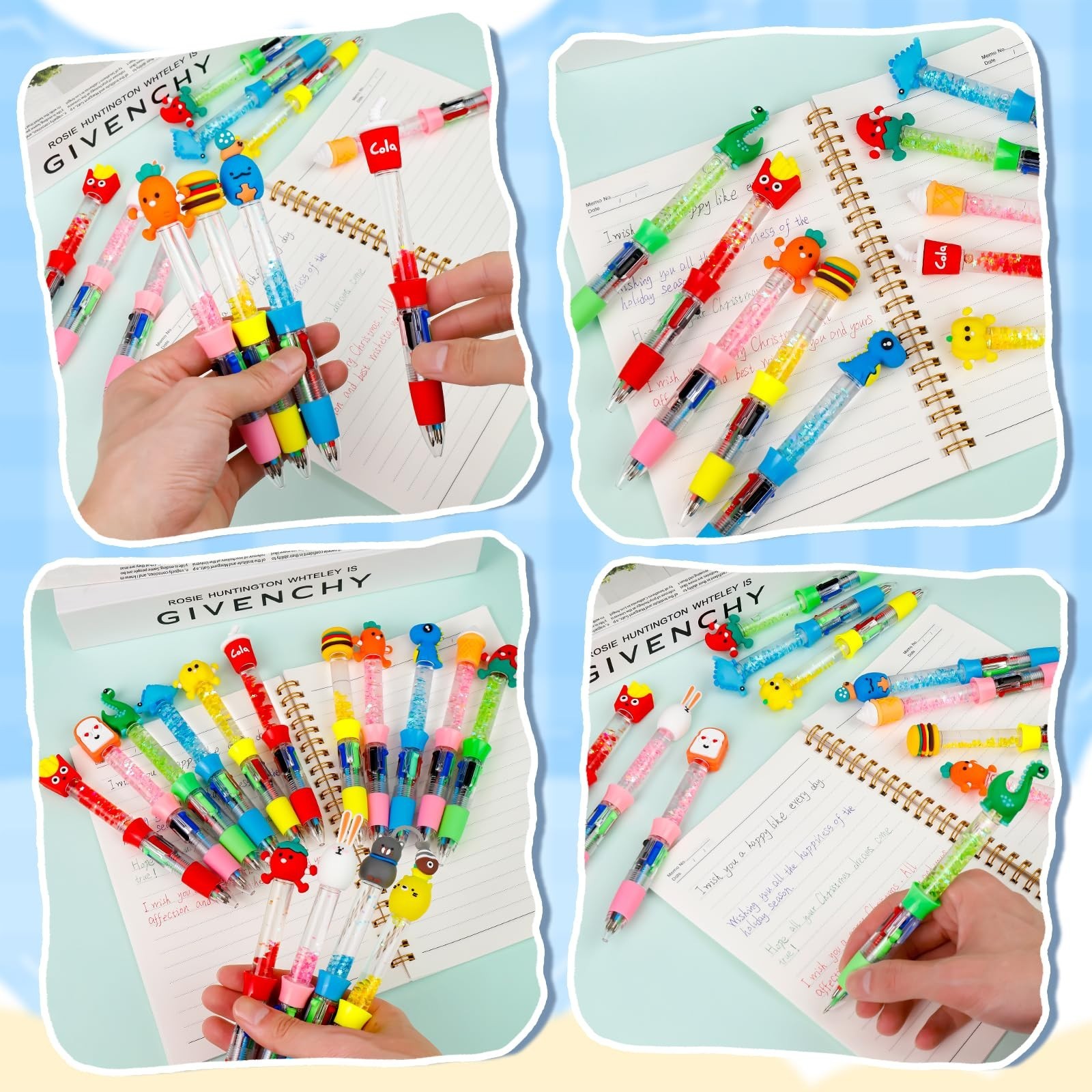 20Pcs Multicolor 4-in-1 Cute Ballpoint Pens for Kids, Fun Party Gifts, Kawaii In