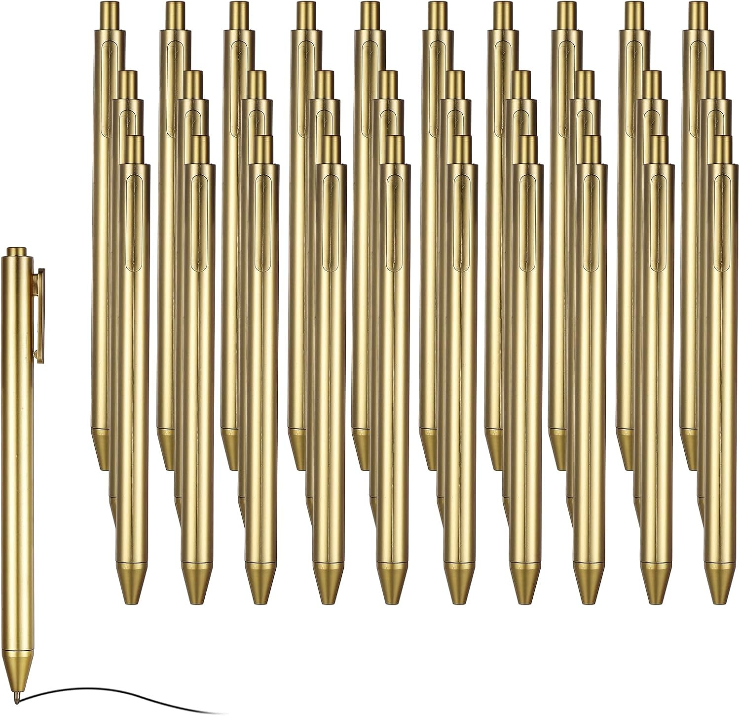 30 PCS Wedding Gold Pen Golden Retractable Plastic Writing Ballpoint
