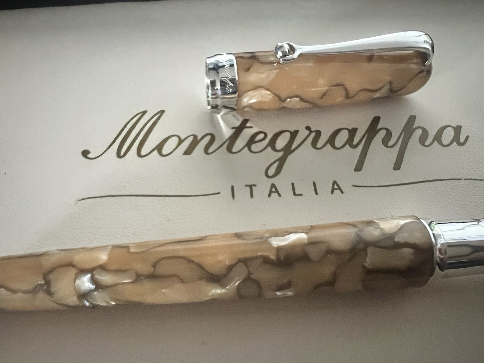 Montegrappa Liberty Indian Rainbow Small Celluloid Ballpoint Pen Silver 925