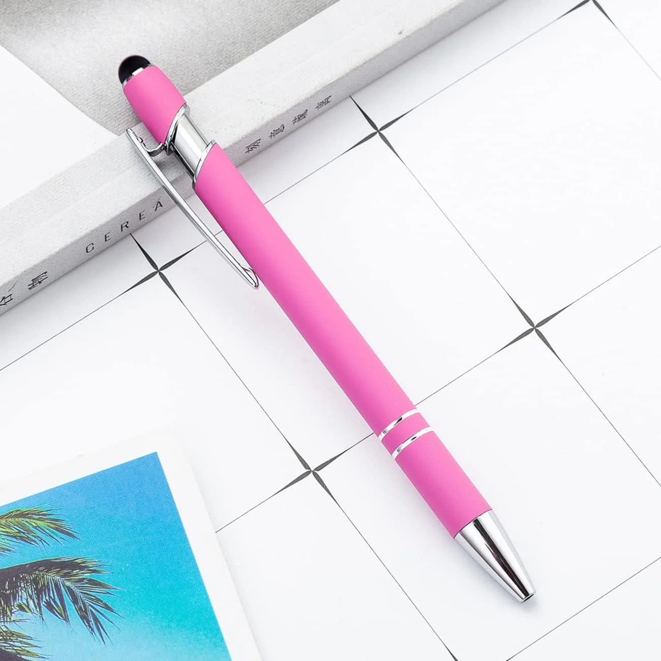 12 Pcs Pink Ballpoint Pens,Ballpoint Stylus Ball Point Black Ink Retractable …