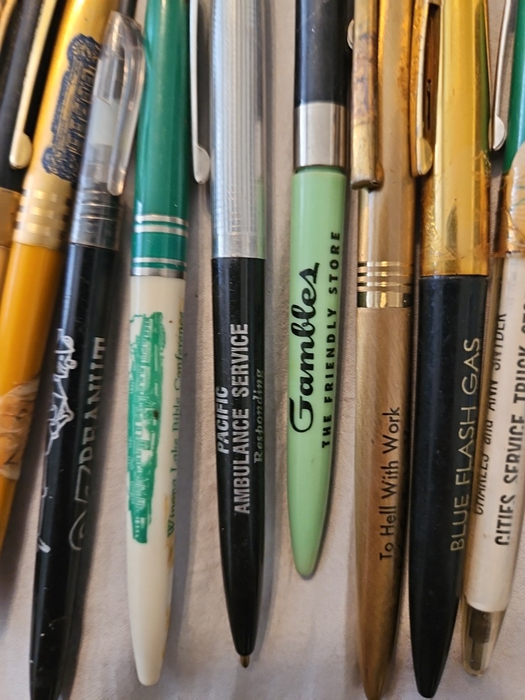 Lot of 15 Vintage Advertising Ballpoint Pens Branded Rare+ Bic Clic