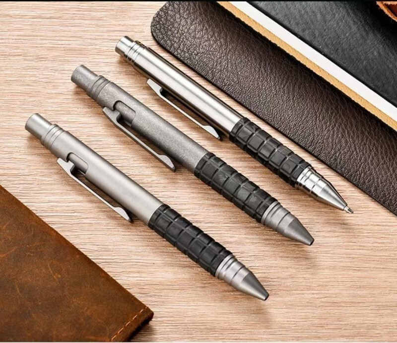 EDC Titanium Carbon Fiber Ballpoint Pen Bolt Action Signature Writing Pocket Pen