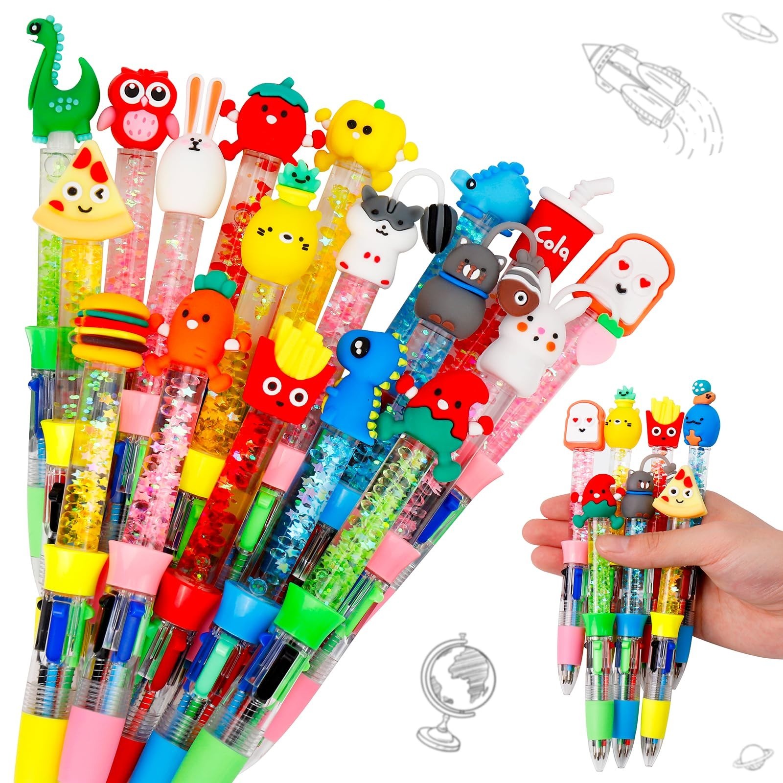 20Pcs Multicolor 4-in-1 Cute Ballpoint Pens for Kids, Fun Party Gifts, Kawaii In
