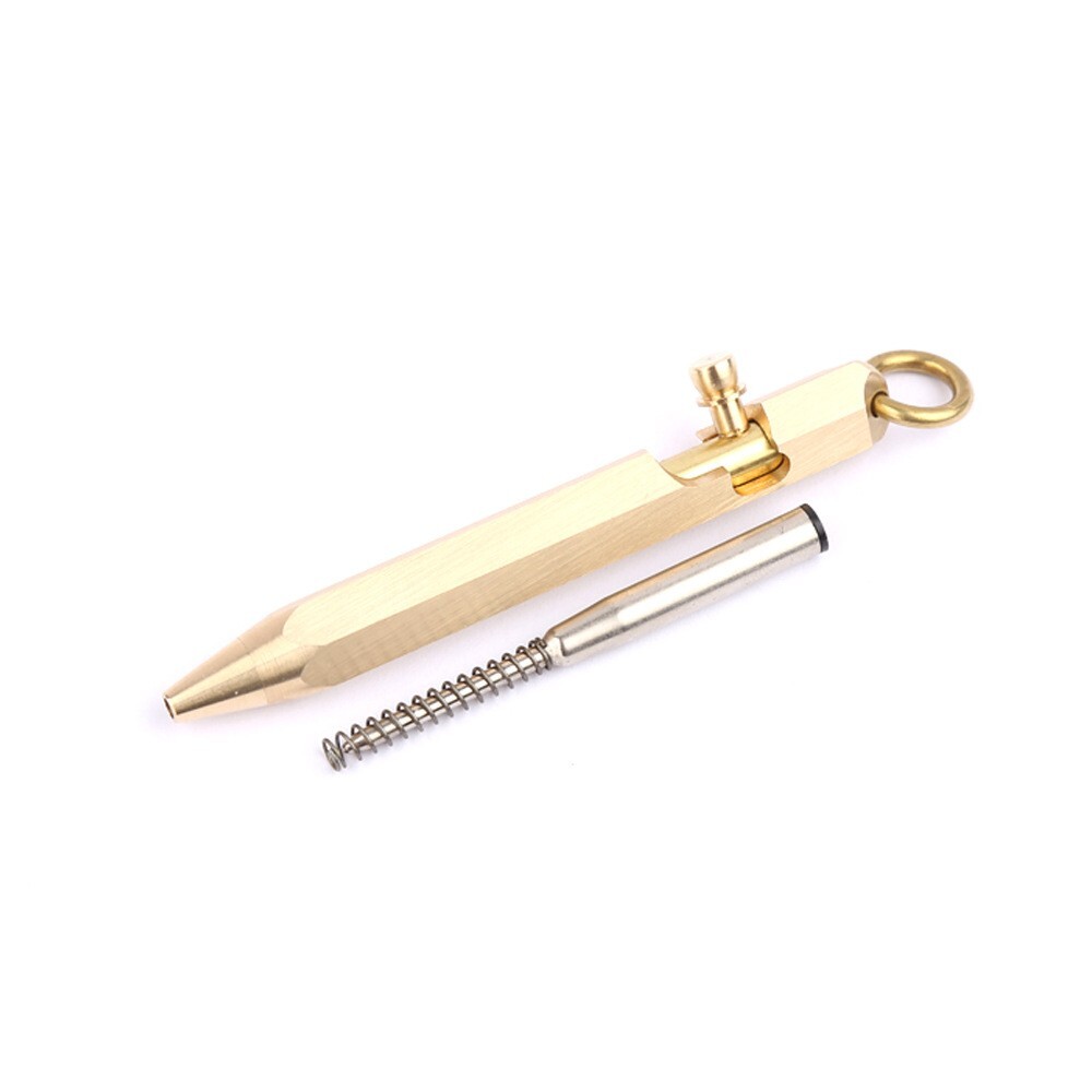 Hot Mini Handmade Six-Edg Brass Ball Pen Bolt Action Pen Pocket Keychain EDC Pen