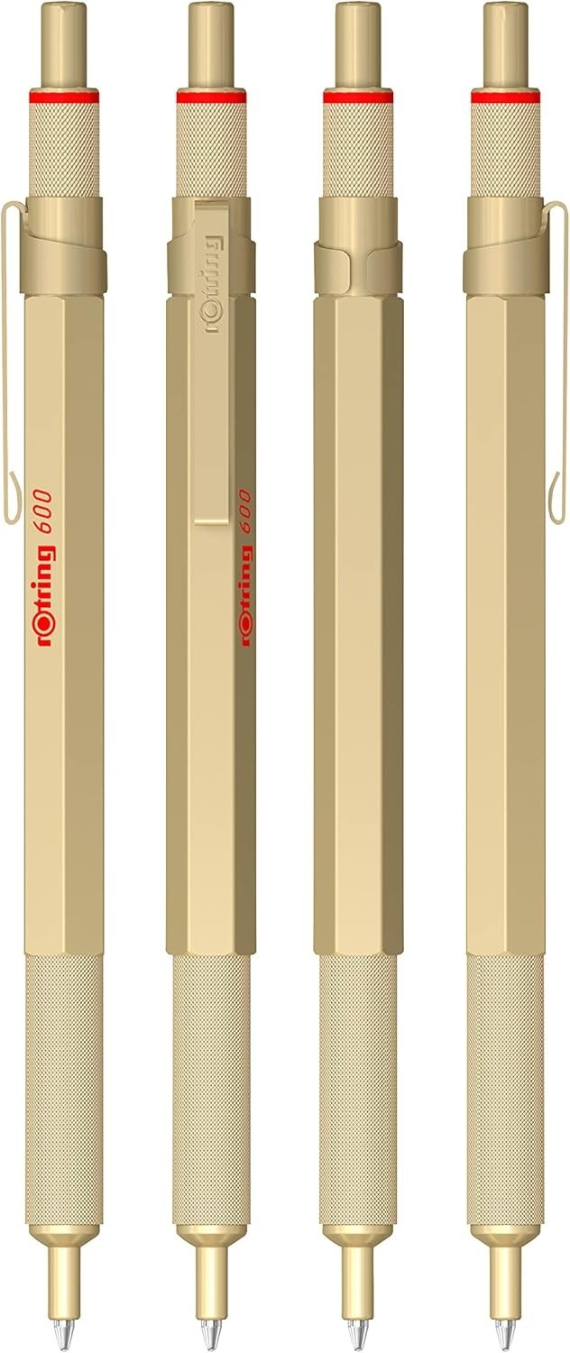 Refillable Gold Barrell 600 Ballpoint Pen | Comfortable Non-Slip Grip | 1 Count
