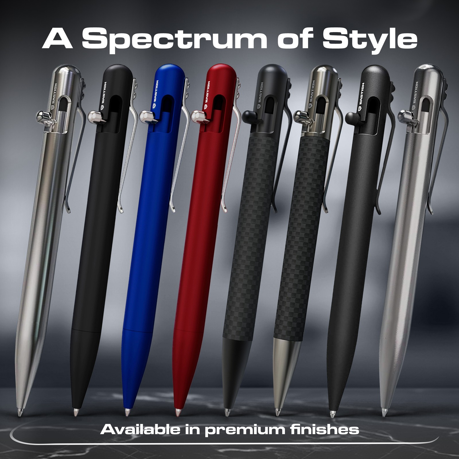Bastion Bolt Action Pen Stainless, Carbon FIber, Aluminum, Zirconium, Titanium