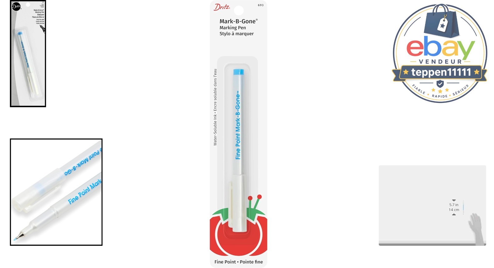 Marking Pen Extra Fine Point Blue Water-Soluble Ink 1 Count