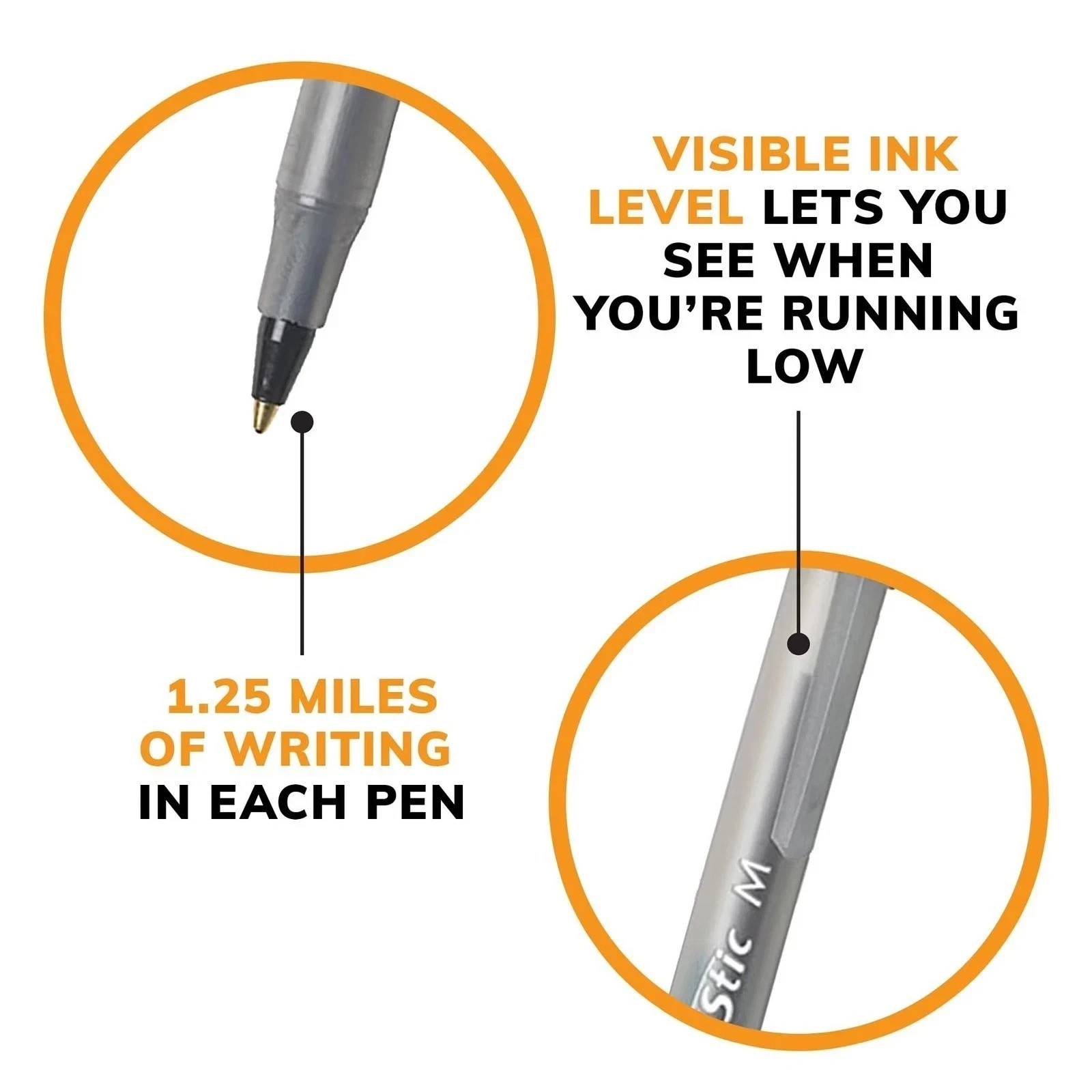 Pack of 12 Ballpoint Pen – Black Ink Ball Point Pens for Office Writing School
