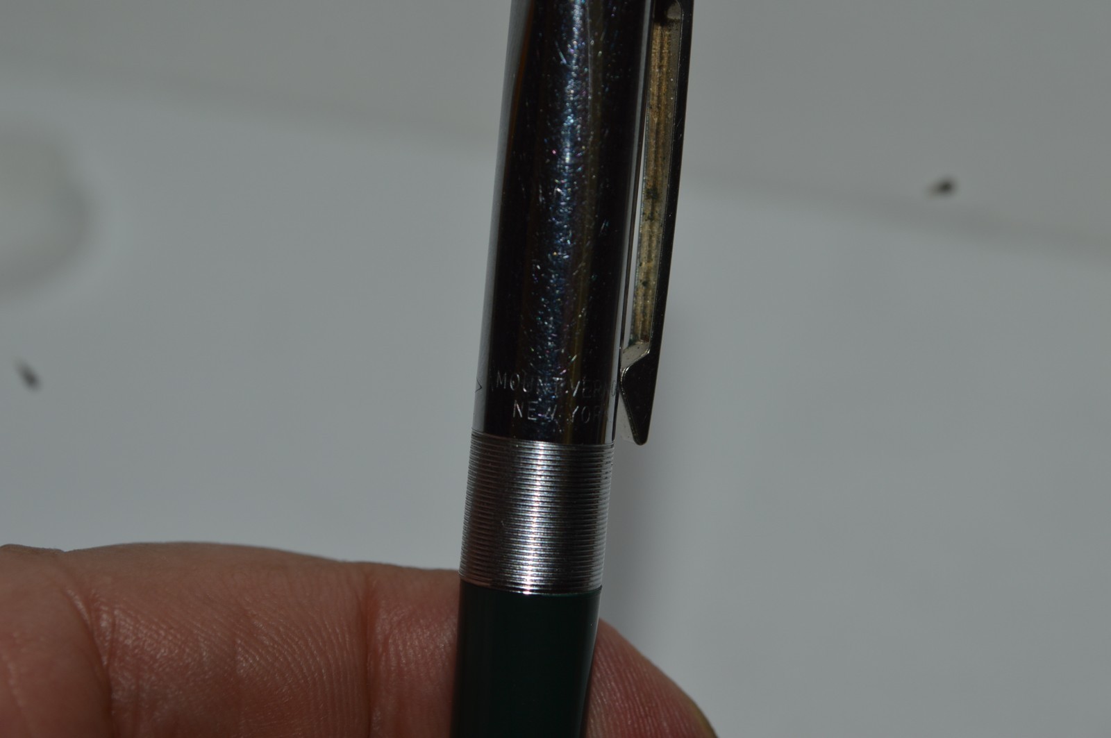 UNIPECO Ballpoint Pen Dark Green Square Clicker Light Used Circa 1960’s Tested