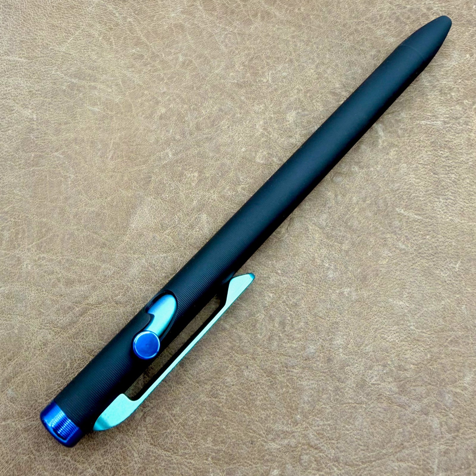Tactile Turn – Titanium Slim Bolt Action Standard Size Pen Tribal Black & Teal