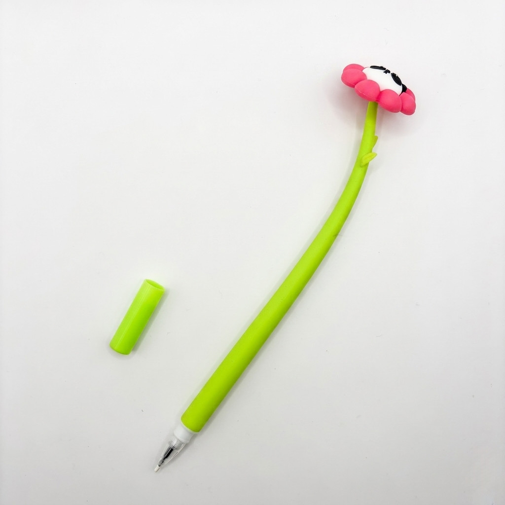 Cute Panda & Floral Silicone Gel Ink Pens Multicolor Wobble Pens Set of 12GIFT