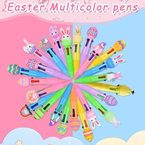 24 Pcs Easter 4-in-1 Ballpoint Pens|Colorful Cartoon Kawaii Pens |with Easter