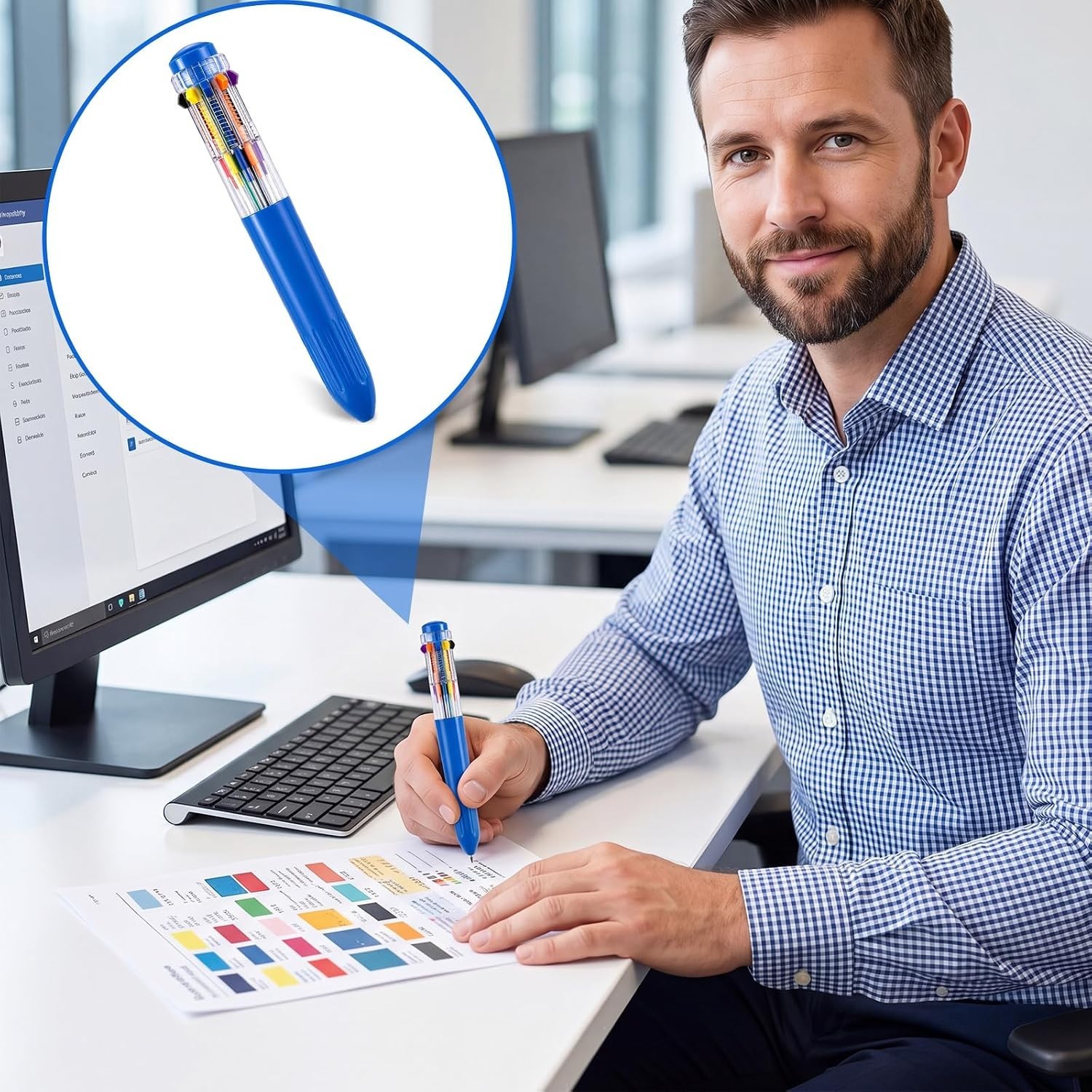 Colorful 10-in-1 Retractable Ballpoint Pens – Perfect for Office & School Use