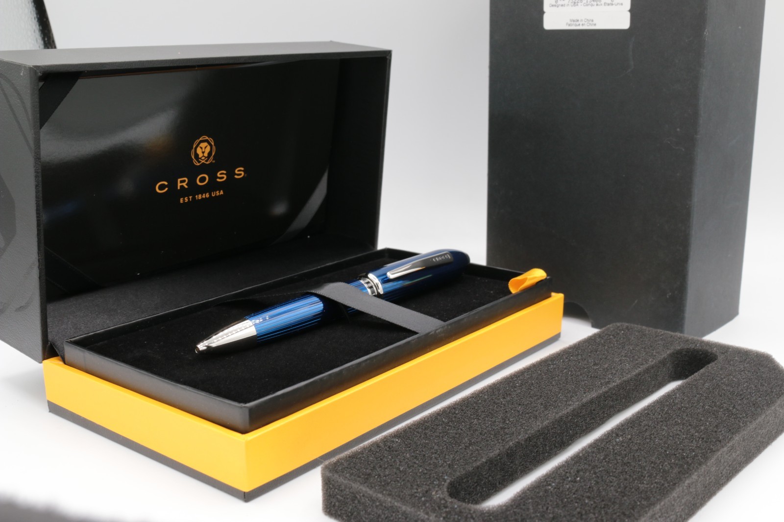 Cross Peerless 125 Quartz Blue Lacquer Platinum Ballpoint AT0702-14 NEW IN BOX