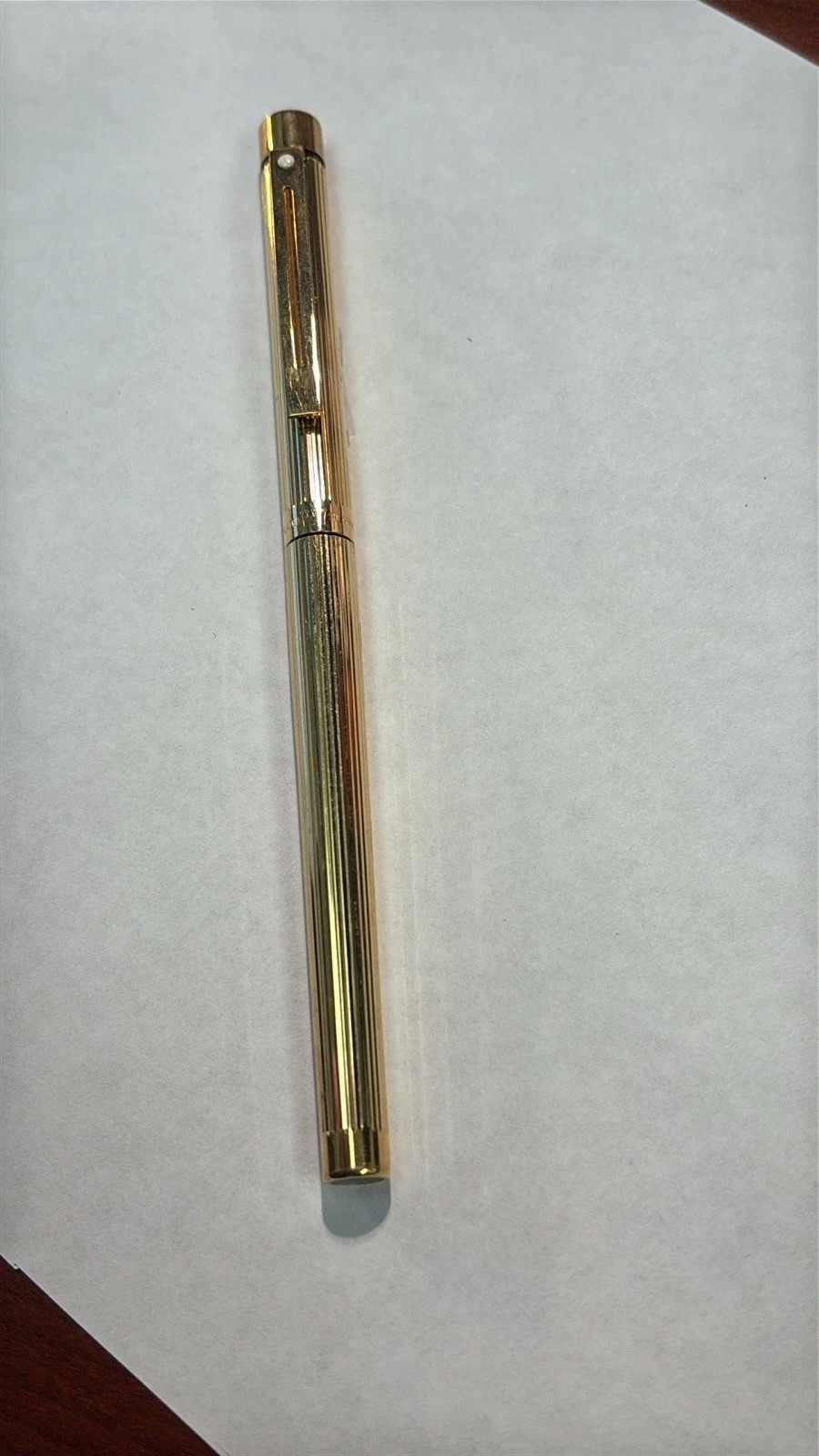 Vintage SHEAFFER TARGA 1005 Imperial Brass Fluted 14K Gold F Nib Fountain Pen