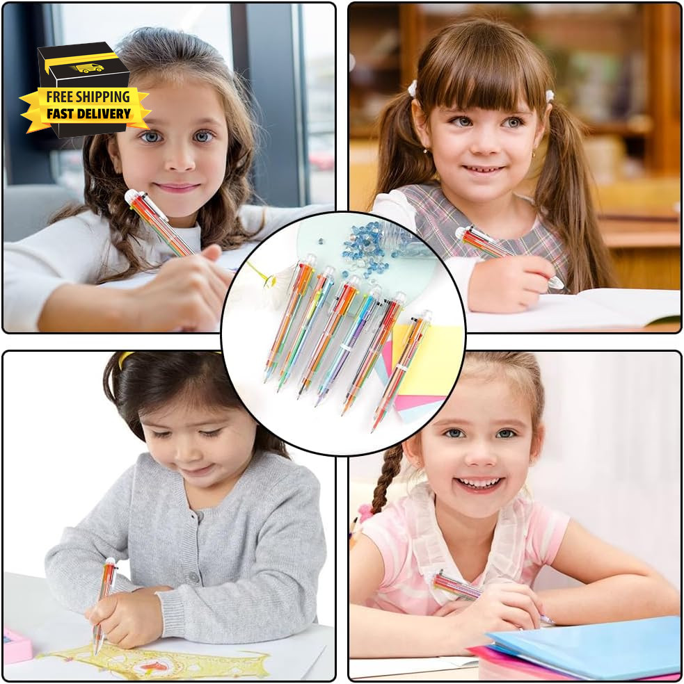 Multicolor Pen in One 0.5Mm 6-In-1 Retractable Ballpoint Pens 6 Colors Multi Col