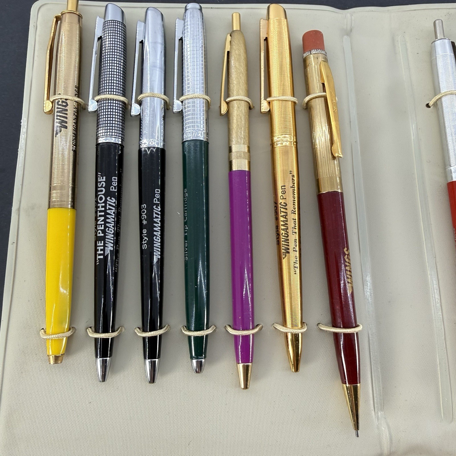 Vintage Wings Advertising Pen Collection in Organizer Case 14 Promotional Pens