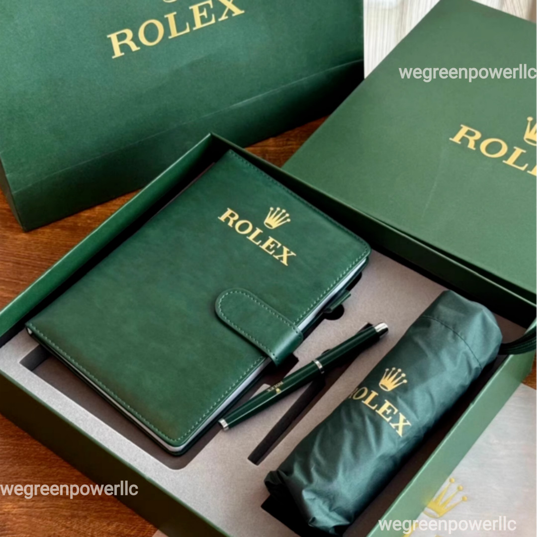 Rolex Green Executive Gift Set Pen Journal Umbrella VIP Luxury Rare New With Box