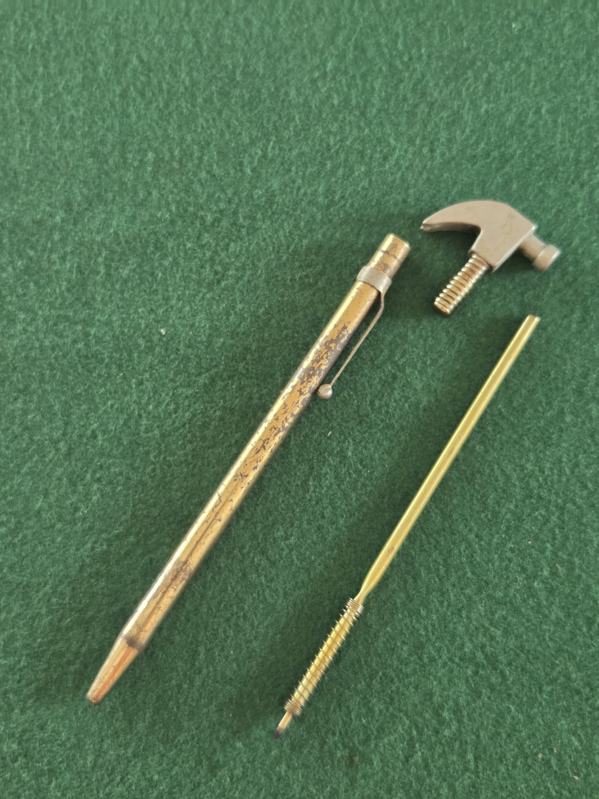 VINTAGE GOLD FINISH MINI HAMMER BALL POINT PEN WITH POCKET CLIP MADE IN USA