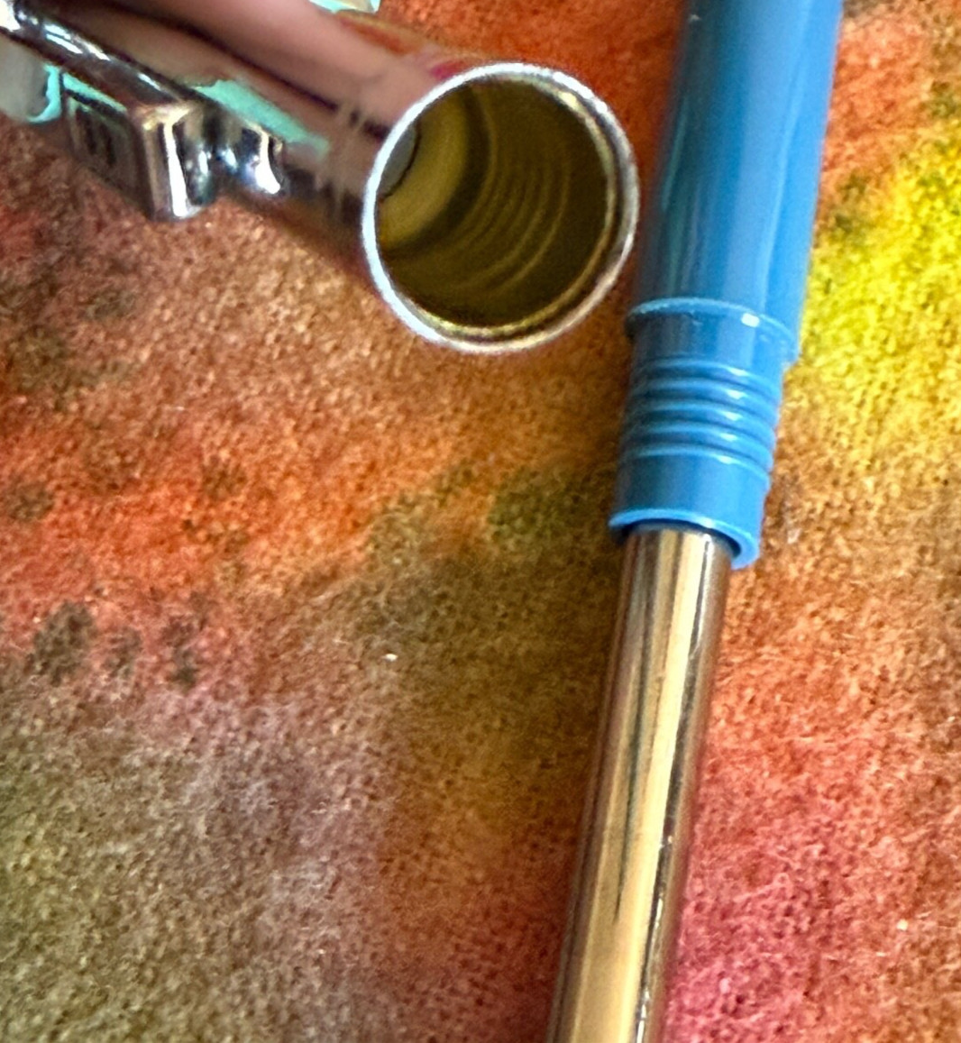 VTG 90s BLUE Paper Mate Double Heart Profile Ball Pen Slim Grip Mexico Blue Ink
