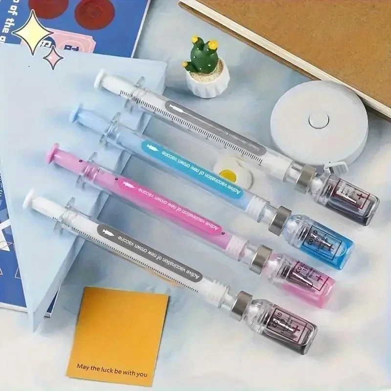 10Pcs Syringe Gel Pens Novelty Fun Ballpoint Nurse Doctor Student Gift