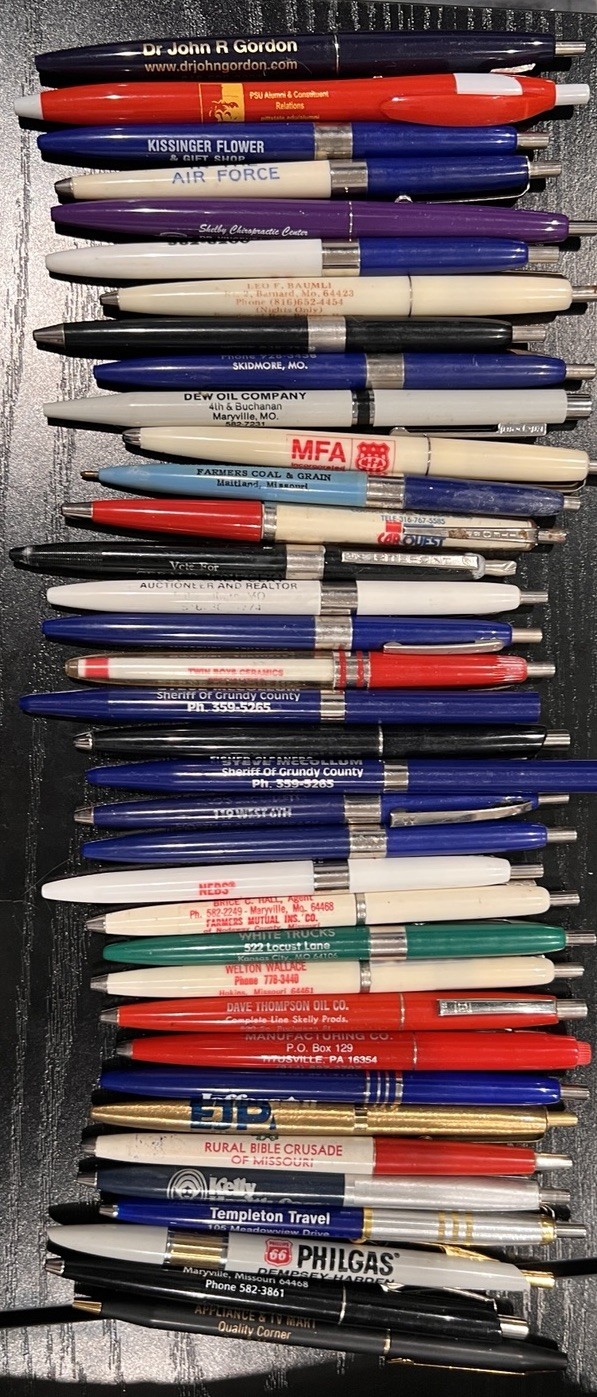 Over 35 Pens (dry Ink) Mainly Business Ad For NW Missouri Locations