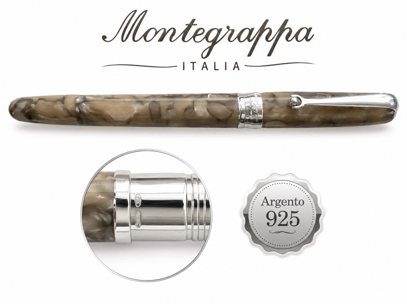 Montegrappa Liberty Indian Rainbow Small Celluloid Ballpoint Pen Silver 925