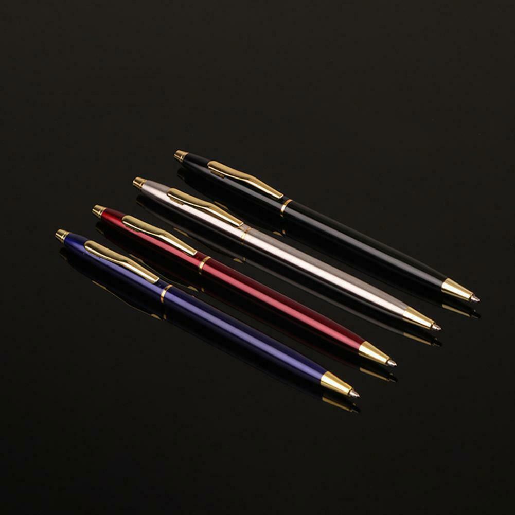 Luxury Full Metal Ballpoint Pen 1mm Black Ink Gel Pen Stationery Office Student