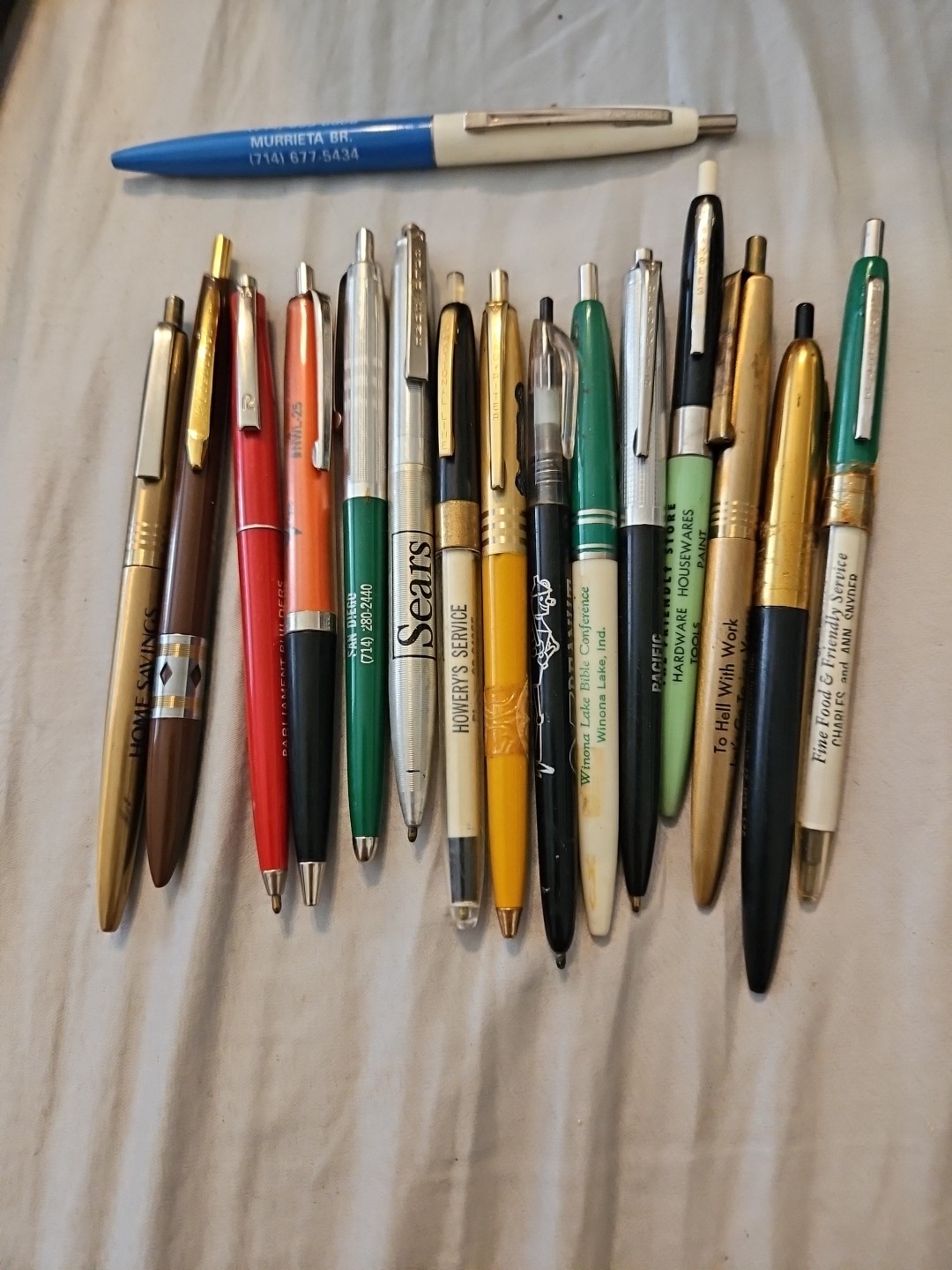Lot of 15 Vintage Advertising Ballpoint Pens Branded Rare+ Bic Clic