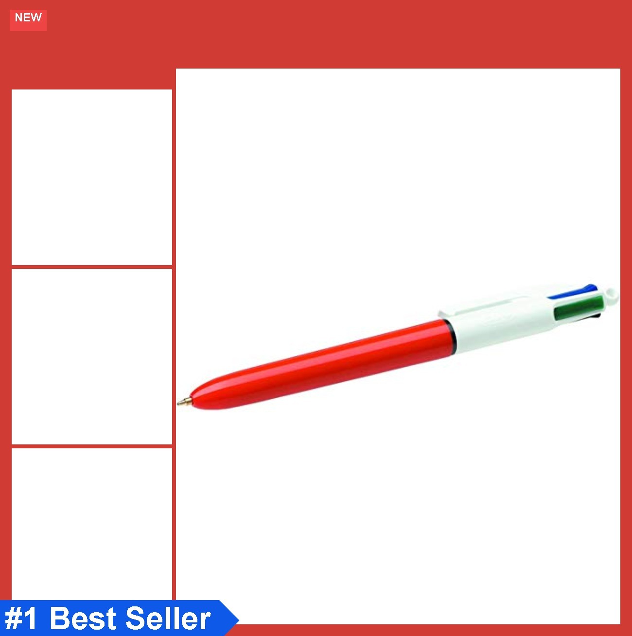 Ballpoint Pen 4 Color Fine Point Retractable Black Blue Red Green 0.8mm Writing