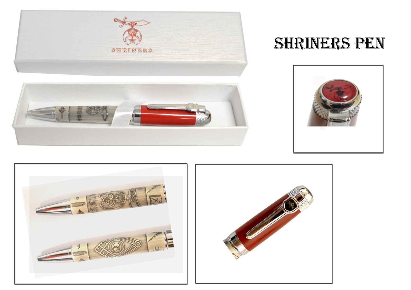 Shriners Red Enamel Masonic Pen – Fraternal Collectible Gift – $13.99