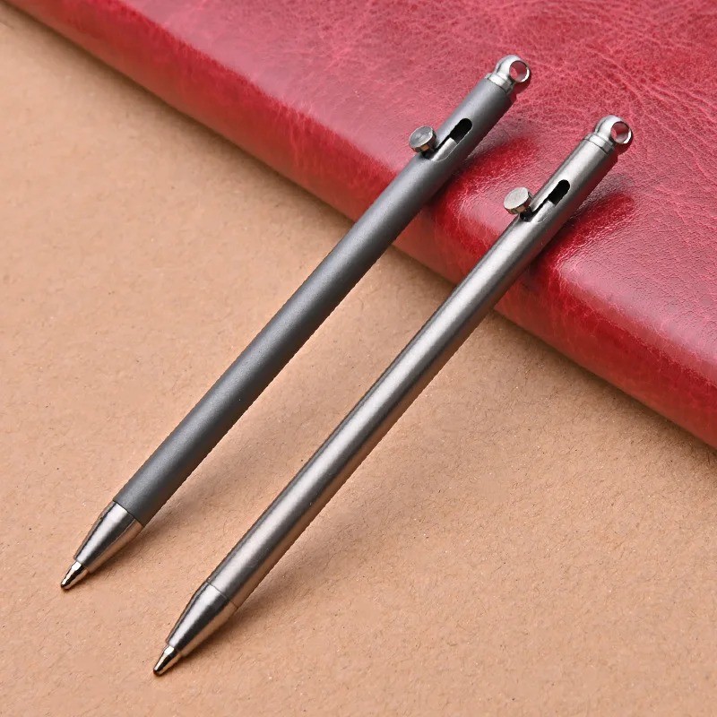 Mini Titanium Keychain Bolt Action Pen Small Travel EDC Ballpoint Signature Pen