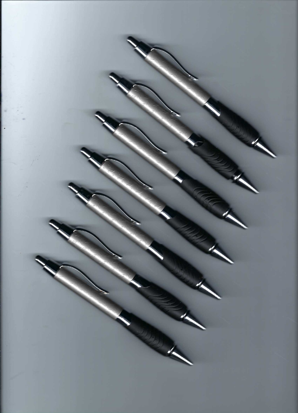 Lot of 7 Unbranded Black & Chrome Ball Point Pens W/New Parker Refills No Adv.