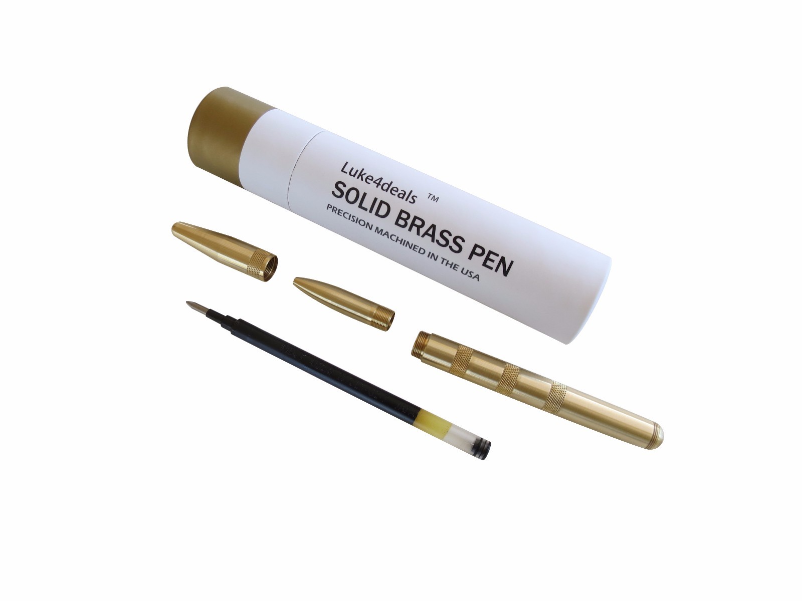 Luke4deals Solid Brass Pen – Machined Brass Ballpoint Pen, Pocket Pens, USA