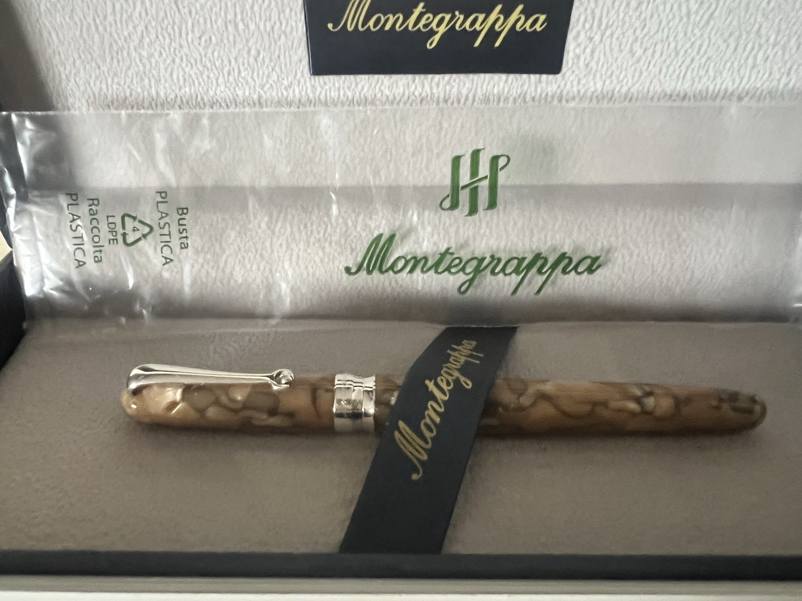 Montegrappa Liberty Indian Rainbow Small Celluloid Ballpoint Pen Silver 925